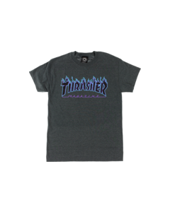 THRASHER FLAME SS S-DK.GREY HEATHER/BLUE