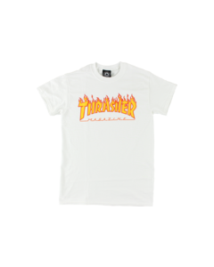 THRASHER FLAME SS S-WHITE