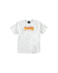 THRASHER FLAMES YTH SS XS-WHITE