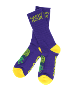 HAPPY HR MUCHO RELAXO CREW SOCKS GOLD/PUR