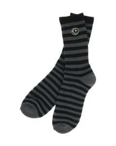 FOUND STRIPED STAR & MOON SOCKS GREY 1pr