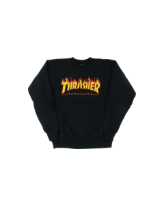 THRASHER FLAME LOGO CREW/SWT L-BLACK/YEL