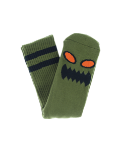 TM MONSTER FACE CREW SOCKS GREEN 1pr