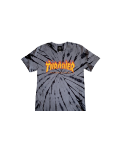 THRASHER FLAME LOGO TIE DYE GIRLS SS S-BLK/GREY