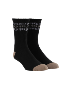 PEPPER STRIPES LOGO CREW SOCK BLACK