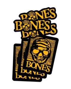 BONES WHEELS 10/PK ASSORTED BLACK AND GOLD LOGOS