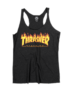 THRASHER GIRLS FLAMES RACERBACK TANK L-BLACK