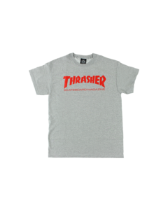 THRASHER SKATE MAG SS M-HEATHER GREY/RED