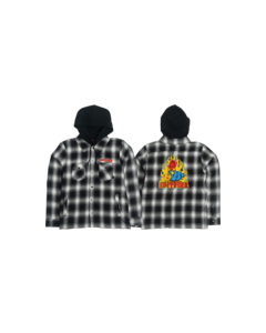 SF DEMONSEED HOODED LS FLANNEL M-BLK/WHT