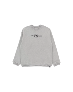 GIRL GS EMBROIDERED CREW/SWT S-HEATHER GREY