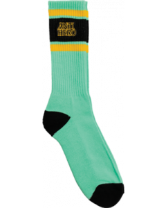 AH BLACKHERO OUTLINE EMB CREW SOCK GREEN/BLK/GOLD