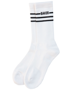 BAKER MINI STRIPE CREW SOCKS WHT