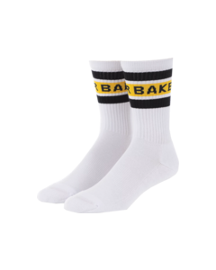 BAKER YELLOW STRIPE CREW SOCKS WHT