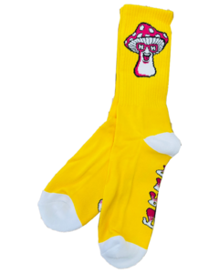 HAPPY HR MUSHROOM CREW SOCKS YELLOW