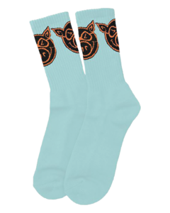 PIG HEAD CREW SOCKS LIGHT BLUE 1pr