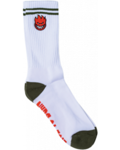 SF BIGHEAD FILL EMB CREW SOCK WHT/OLIVE/RED