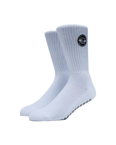 TM ALWAYS WATCHING GRIP CREW SOCKS WHITE 1pr