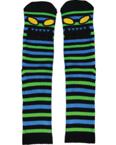 TM MONSTER FACE MINI STRIPE CREW SOCKS GREEN 1pr