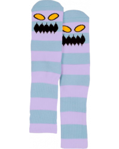 TM MONSTER BIG STRIPE CREW SOCKS LAVENDER/BLU 1pr