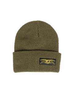 AH STOCK EAGLE LABEL CUFF BEANIE OLIVE/BLK