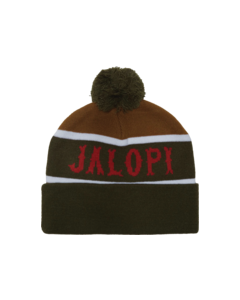 AH ZAMBONY POM BEANIE OLIVE/GOLD/RED