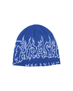 THRASHER FIRE OUTLINED SKULLY BEANIE BLUE