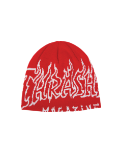 THRASHER FIRE OUTLINED SKULLY BEANIE RED