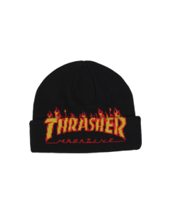 THRASHER FLAME FOLD BEANIE BLACK