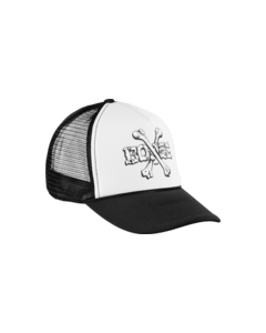 PWL/P CROSS BONES MESH HAT ADJ-WHT/BLK