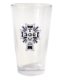 DT CROSS LOGO 16oz PINT GLASS CLEAR/BLK