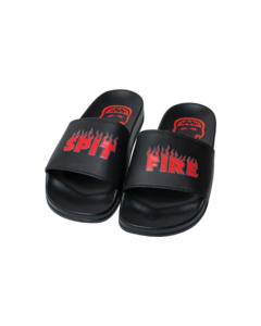 SF DEMONSEED SCRIPT SLIDE SANDAL 7 BLK/RED/WHT