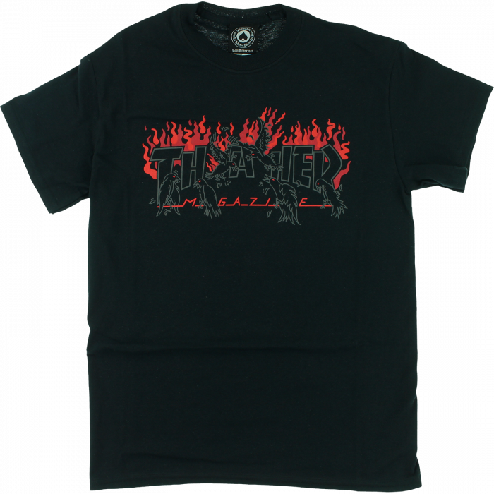 THRASHER CROWS SS L-BLACK/RED/GREY